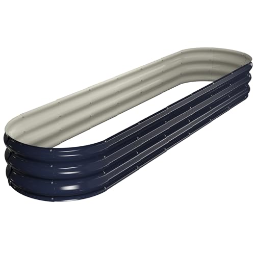 Raised Garden Bed Kit, 8x2x1 ft Galvanized Planter Box (Navy Blue)
