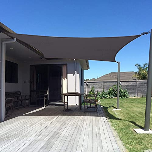 SUNNY GUARD Custom Size 8'x14' Charcoal Sun Shade Sail Rectangle UV Block Shade for Backyard Yard Patio Deck Garden.(Customized.)