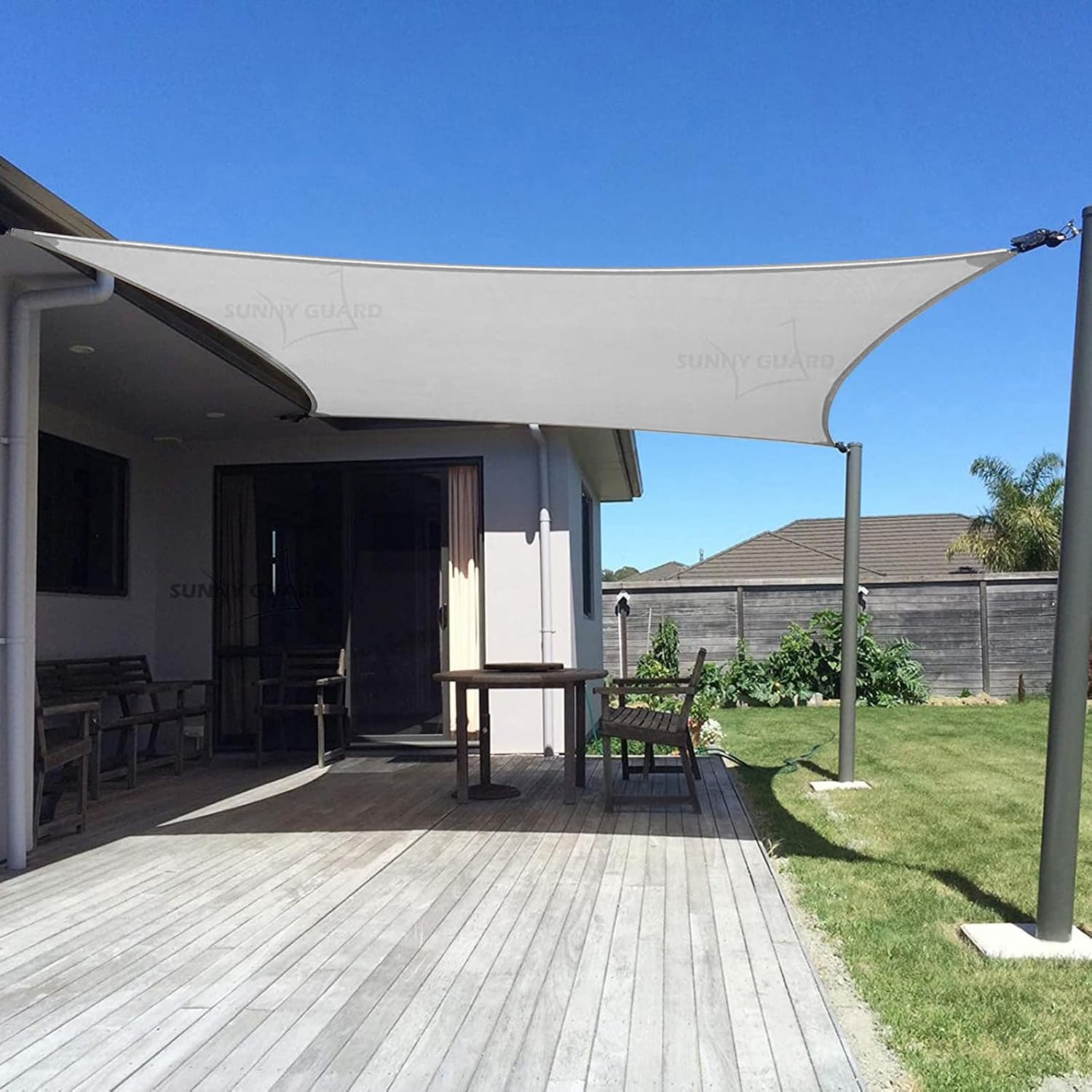 SUNNY GUARD Custom Size 10'x18' Light Grey Sun Shade Sail Rectangle UV Block Shade for Backyard Yard Patio Deck Garden.(Customized.)