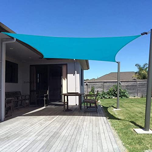 SUNNY GUARD Custom Size 15'x15' Turquoise Blue Sun Shade Sail Rectangle UV Block Shade for Backyard Yard Patio Deck Garden.(Customized.)
