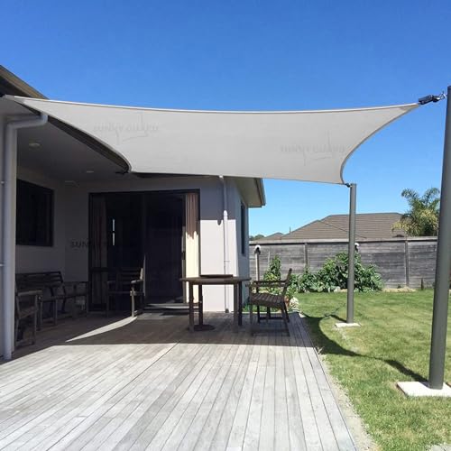 SUNNY GUARD Custom Size 12'x15' Light Grey Sun Shade Sail Rectangle UV Block Shade for Backyard Yard Patio Deck Garden.(Customized.)