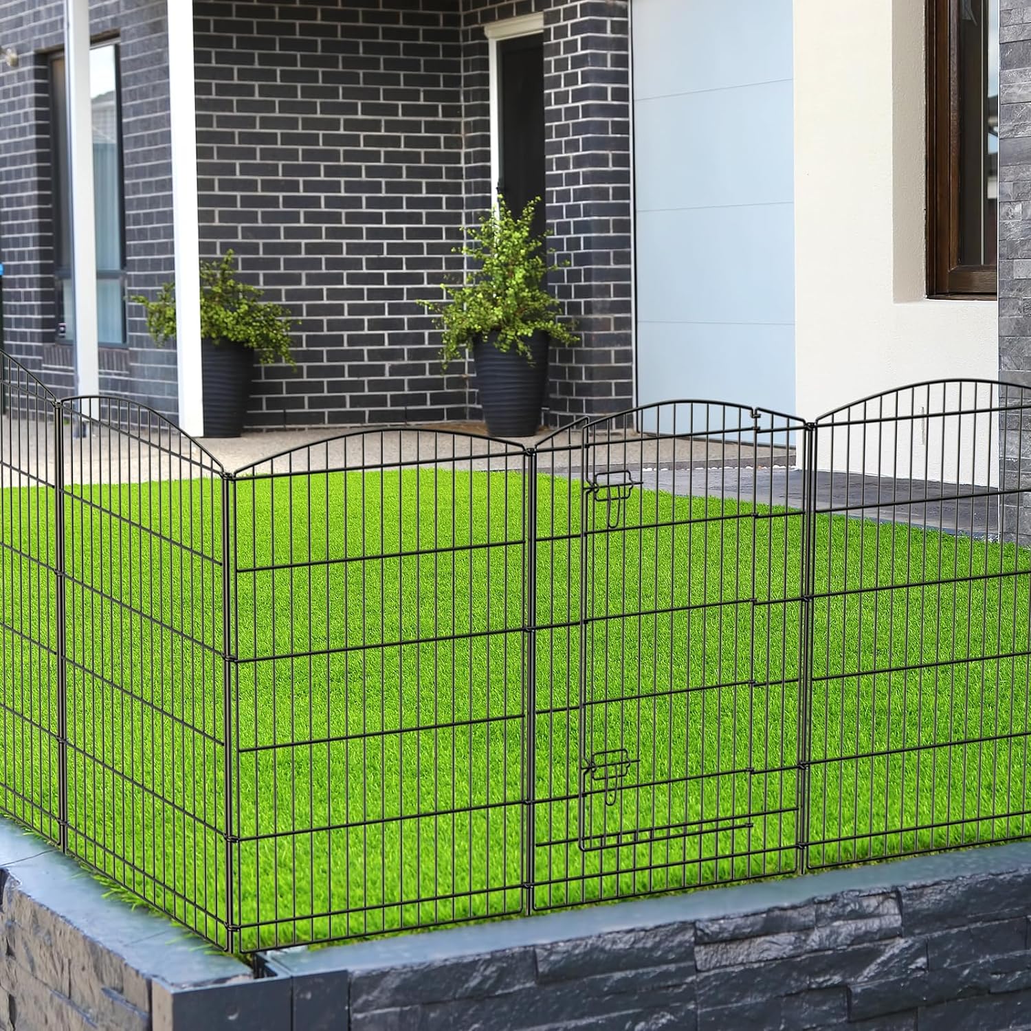 INJOPEXI Decorative Garden Fence 6 Panels 13ft (L)36in (H) Animal Barrier Fences with 5 Panels + 1 Gate, No Dig Garden Fencing Rustproof Metal Wire Temporary Rabbit Dog Fence for Patio Outdoor Yard