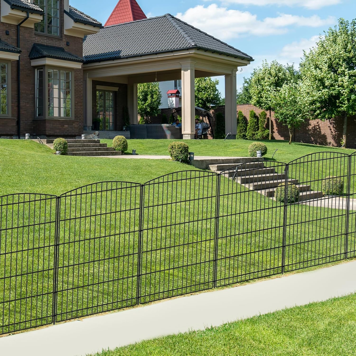 INJOPEXI Decorative Garden Fence 6 Panels 13ft (L)36in (H) Animal Barrier Fences with 6 Panels Rustproof Metal Wire No Dig Rabbit Fencing Dog Fence for Outdoor Backyard Patio - Without Fence Gate