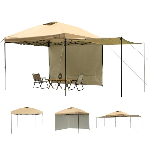 KAMPKEEPER 10x10 Easy Pop Up Canopy Tent with 2 Sidewalls, Instant Outdoor Shade Shelter with 2 PCS Removable 10FT Sun Walls, Quick Setup Waterproof and UV-Resistant for Patio, Camping, Backyard