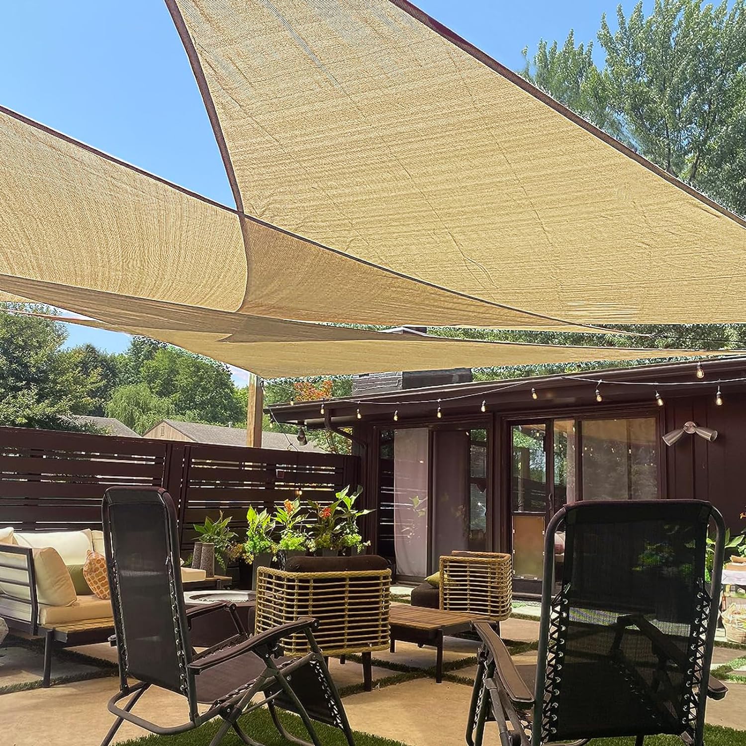 LOVE STORY Custom Size 17'x24'x29.4' Sand Sun Shade Sail RRight Triangle Sunshade Fabric Awning Canopy for Patio Backyard Carport Pergola (Customized)