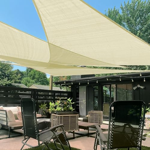 LOVE STORY Custom Size 14'x16'x16' Butter Cream Sun Shade Sail Triangle Sunshade Fabric Awning Canopy for Patio Backyard Carport Pergola (Customized)