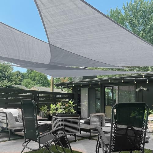 LOVE STORY Custom Size 12'x24'x26.8' Silver Sun Shade Sail Triangle Sunshade Fabric Awning Canopy for Patio Backyard Carport Pergola (Customized)
