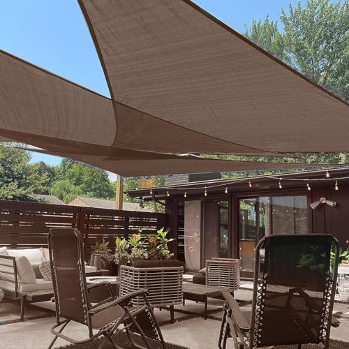 LOVE STORY Custom Size 8'x15'x17' Brown Sun Shade Sail Right Triangle Sunshade Fabric Awning Canopy for Patio Backyard Carport Pergola (Customized)
