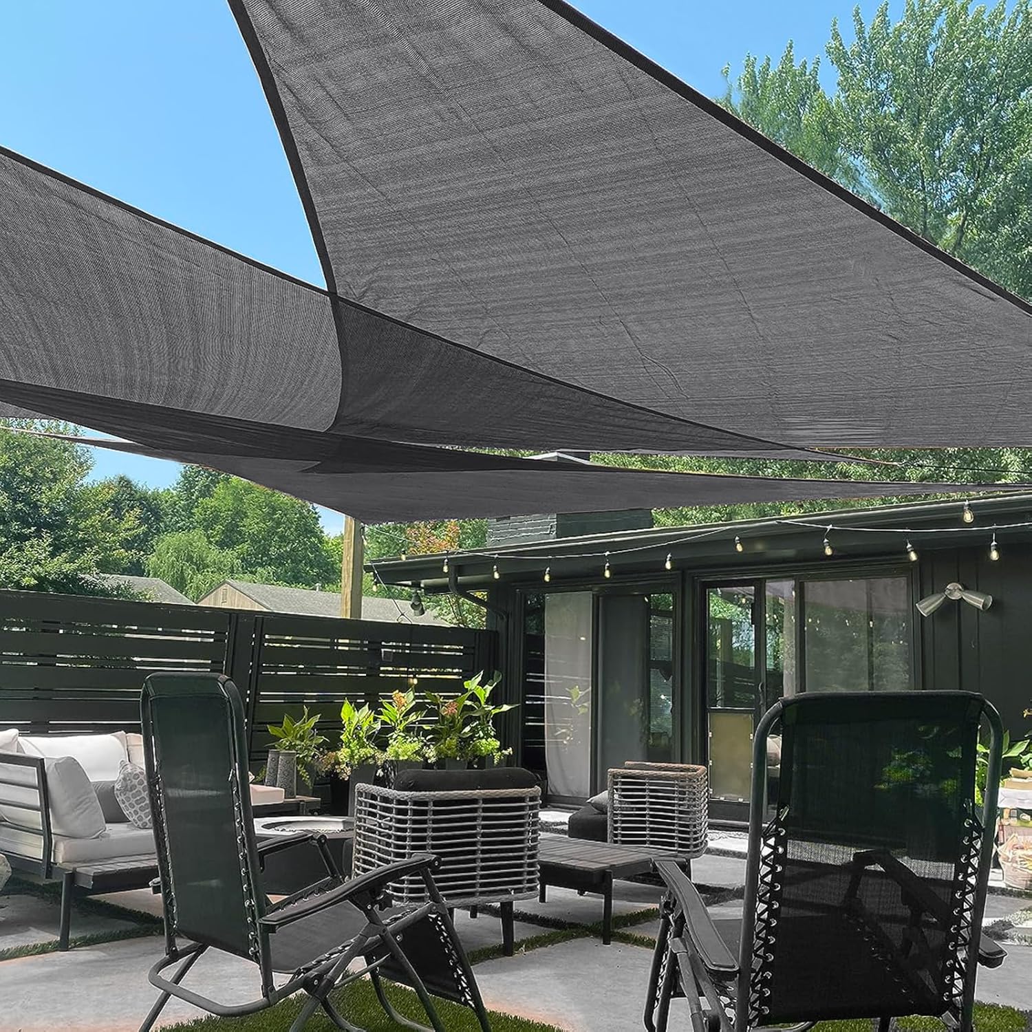 LOVE STORY Custom Size 17'x17'x17' Dark Grey Sun Shade Sail Triangle Sunshade Fabric Awning Canopy for Patio Backyard Carport Pergola (Customized)