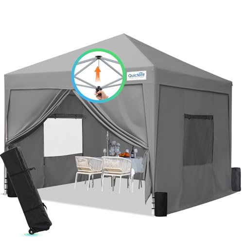 Quictent Privacy 10x10 Pop up Canopy Tent with Sidewalls and Roll-up Ventilated Windows, One Person Setup, Easy Outdoor Commercial Gazebo Shelter Enclosed Waterproof, Bonus 4 Sandbags