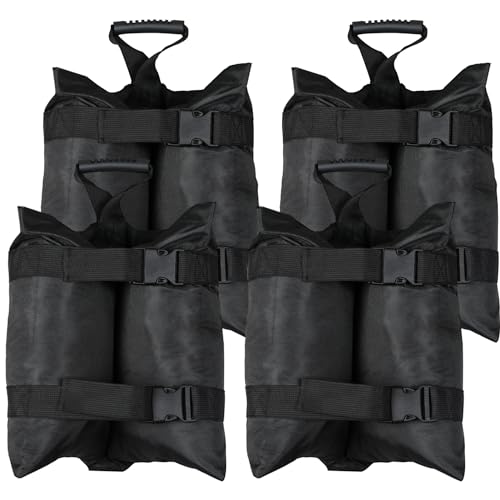 TRINKA 320 LBS Extra Large Canopy Weights Sand Bags Set of 4-1680D Oxford Heavy Duty Sandbags for Outdoor Tent, Patio Umbrella, Gazebo, Sun Selter, Windproof Pop up Tent Weights, Black (No Sand)