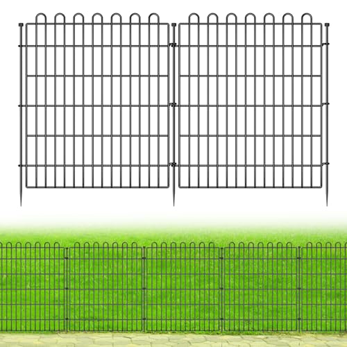 5 Panels No Dig Decorative Garden Fence for Yard, 32 in(H) X 11.8 ft(L) Animal Barrier Fencing for Outdoor Dog, Metal Portable Garden Fences for Borders, Pets, Landscape, Temporary Fence