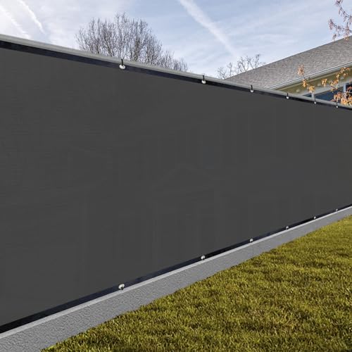 SUNNY GUARD Privacy Screen Fence 5' x 108' Charcoal Heavy Duty Dustproof Denoise Fencing Mesh Fabric Shade Net Cover for Outdoor Wall Garden Yard Pool Deck(Customized)