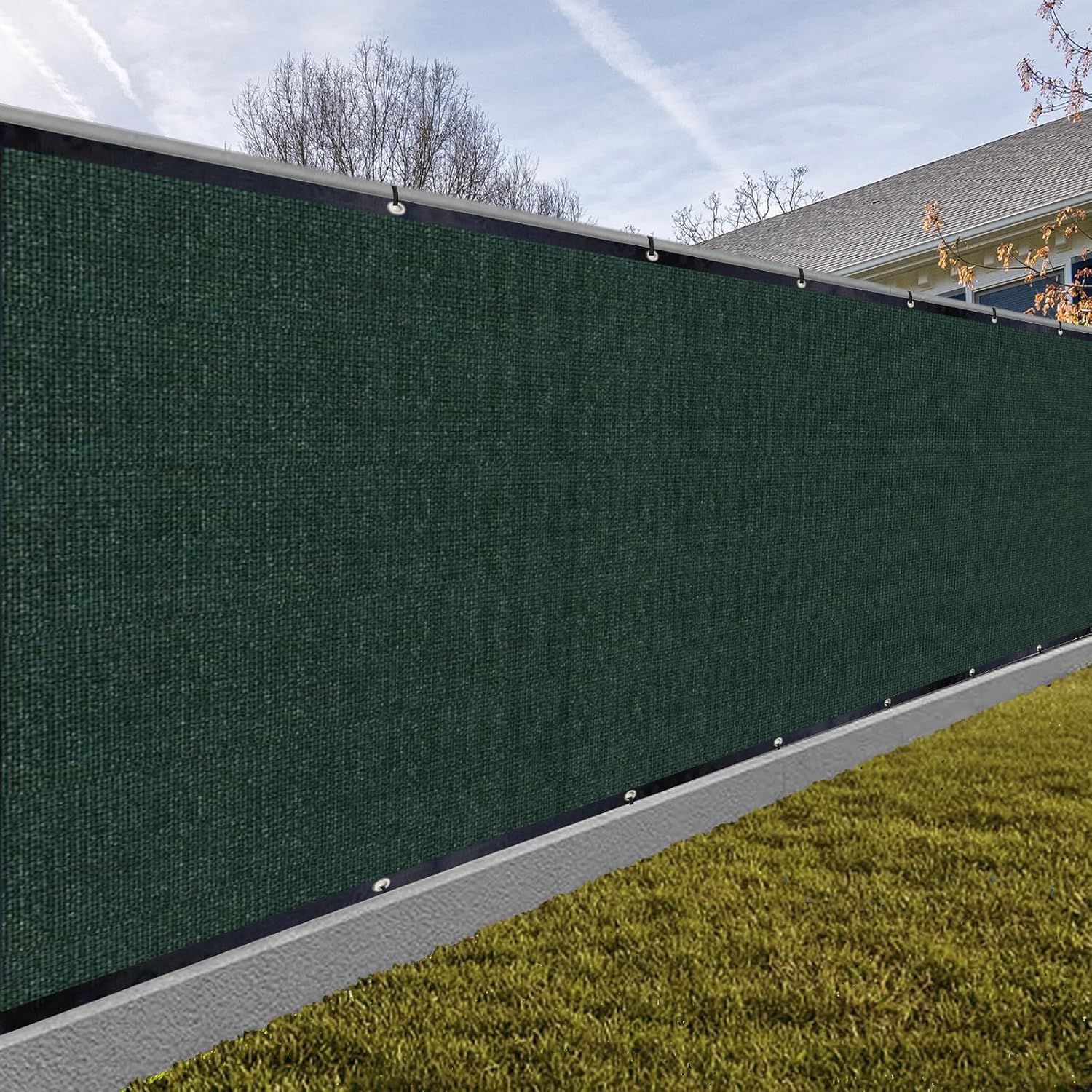 SUNNY GUARD Privacy Screen Fence 5' x 108' Dark Green Heavy Duty Dustproof Denoise Fencing Mesh Fabric Shade Net Cover for Outdoor Wall Garden Yard Pool Deck(Customized)