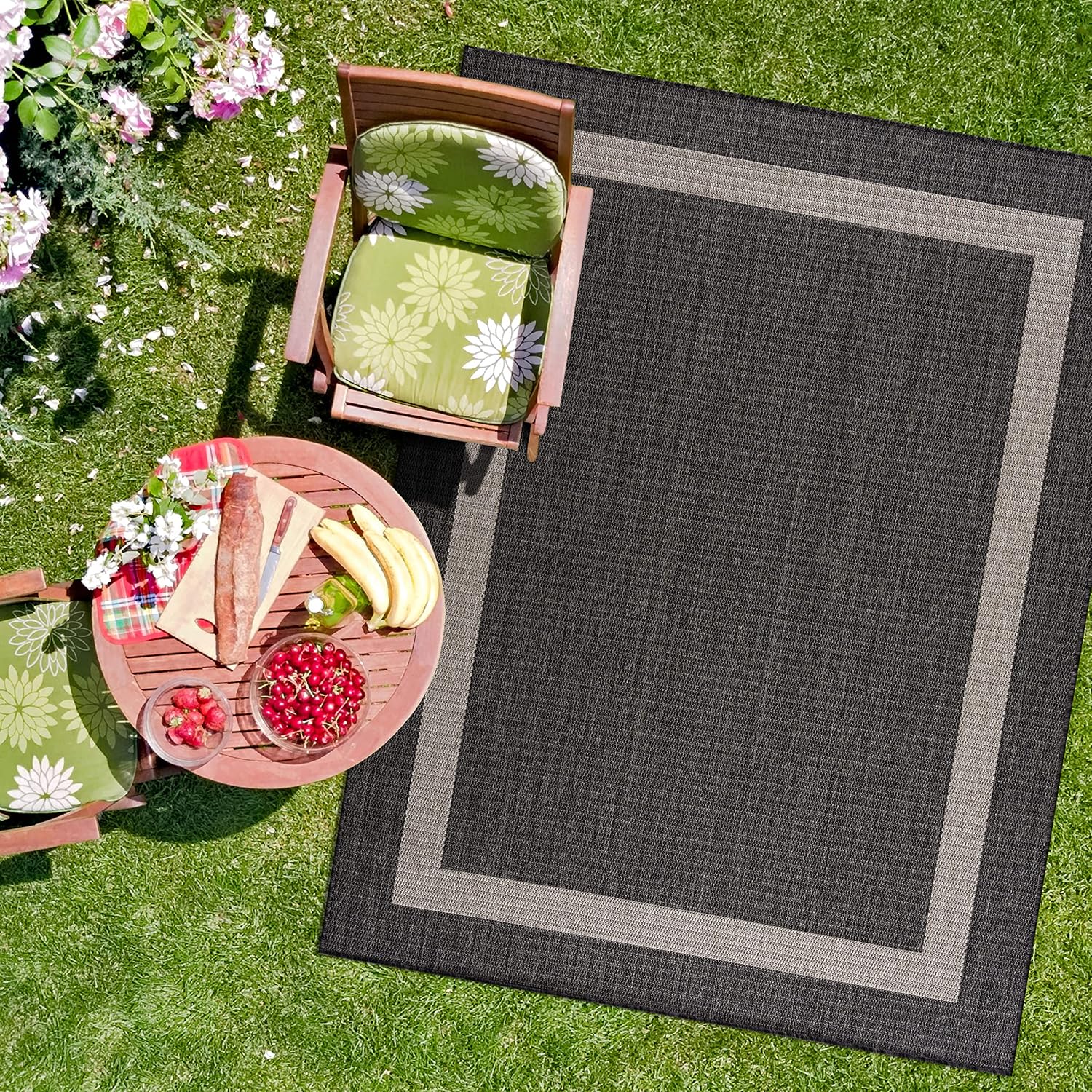 CAMILSON Outdoor Rug - 9 x 12 Dark Gray