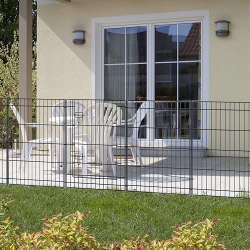 INJOPEXI Decorative Metal Garden Fence 6 Panels 11.8ft (L)30in (H)