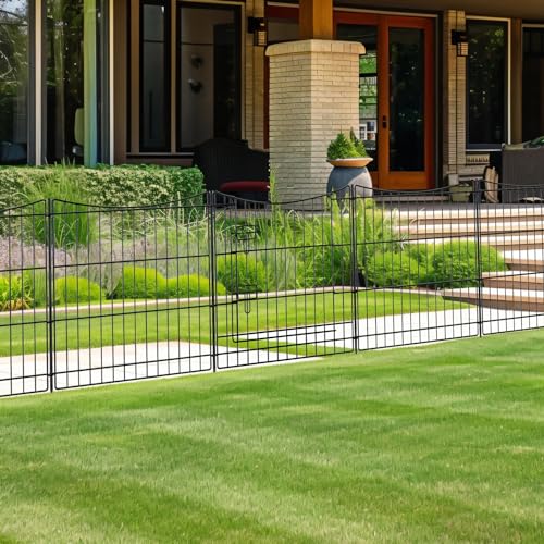 INJOPEXI GARDEN & HOME 5 Panels 32in(H)10ft(L) Decorative Garden Fences and Borders for Dogs Rustproof Metal No Dig Fence Panels Garden Edging Border for Animal Barrier Flower Beds Yard Patio