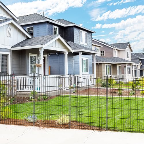 INJOPEXI Decorative Garden Fence 6 Panels 13ft(L)36in(H) Metal Garden Fences with 5 Panels + 1 Gate, Animal Barrier Rabbit Fence Rustproof Wire Temporary Dog Fencing Outdoor for Yard Lawn Patio