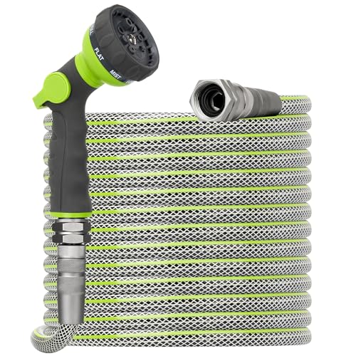 Flexible Garden Hose 75 FT - Heavy Duty Non-Expandable 75FT Outdoor Water Hose Pipe, 1/2" x 75Feet, 3/4" Solid Swivel Fittings, 75 Feet, Kink and Leak Proof