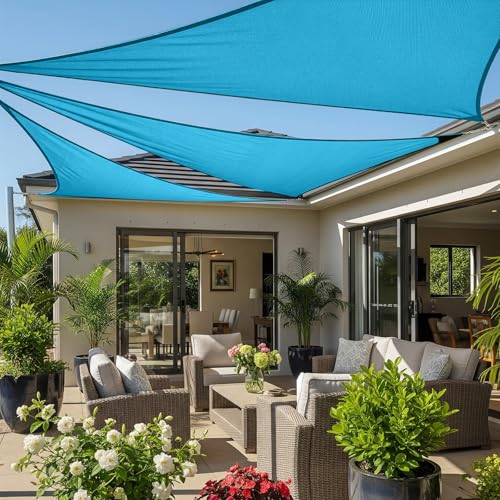 Cool Area Sun Shade Sail 15x16x21.9 FT Right Triangle for Patio Outdoor, Turquoise Blue (Custom Size)