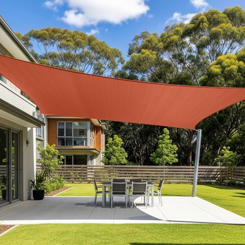 Cool Area Sun Shade Sail 9x21 FT Rectangle Shade Canopy Outdoor Shade Cover for Patio Backyard Deck Garden, Terra Red (Custom Size)
