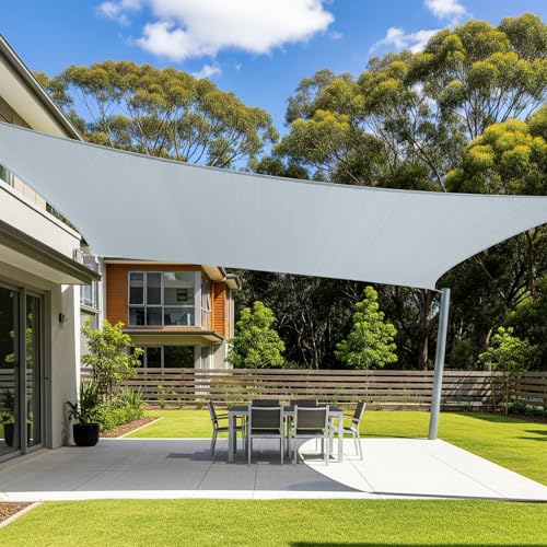 Cool Area Sun Shade Sail 15x18 FT Rectangle Shade Canopy Outdoor Shade Cover for Patio Backyard Deck Garden, Silver (Custom Size)