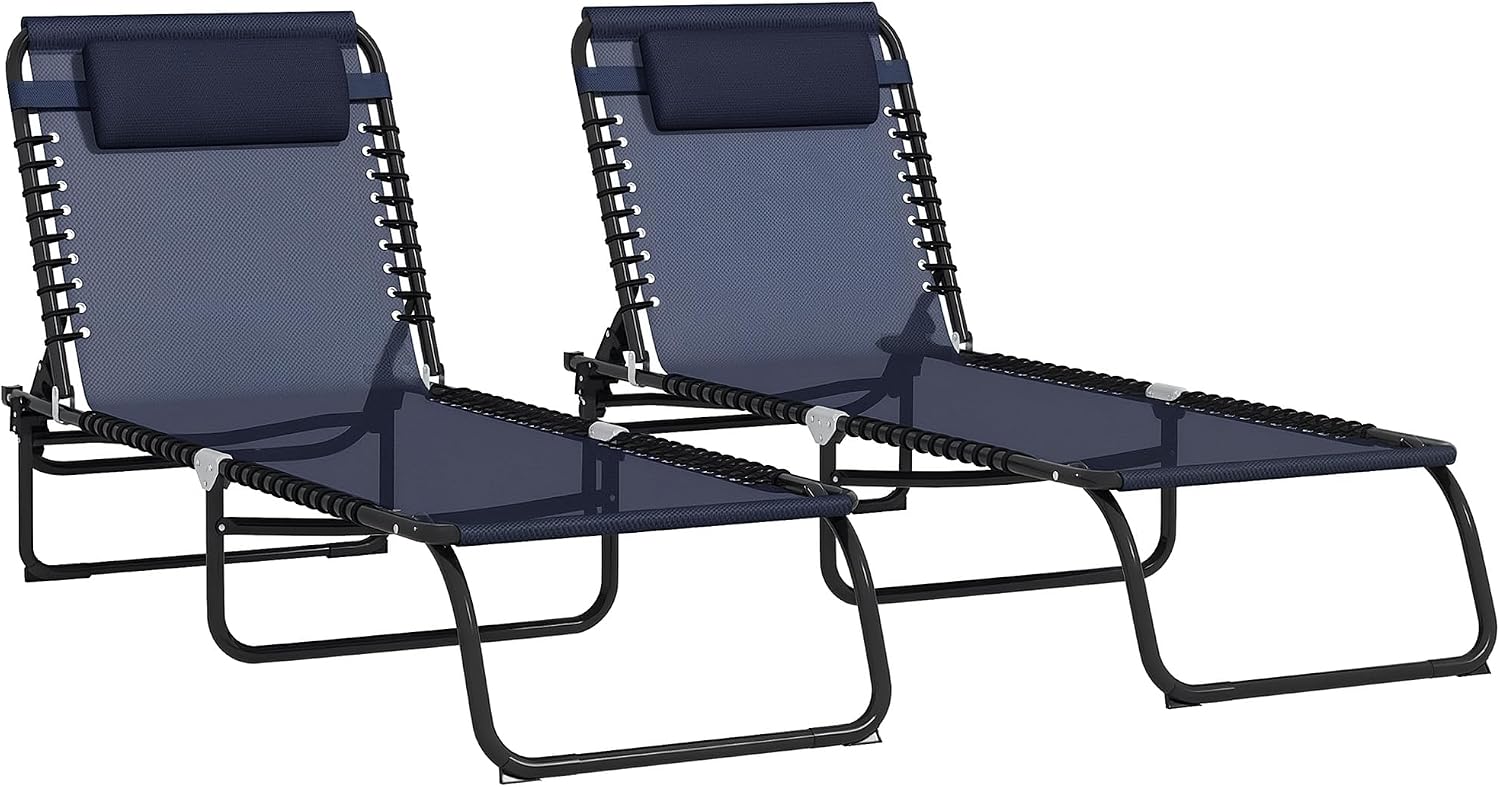 Outsunny Folding Chaise Lounge Chair Set of 2