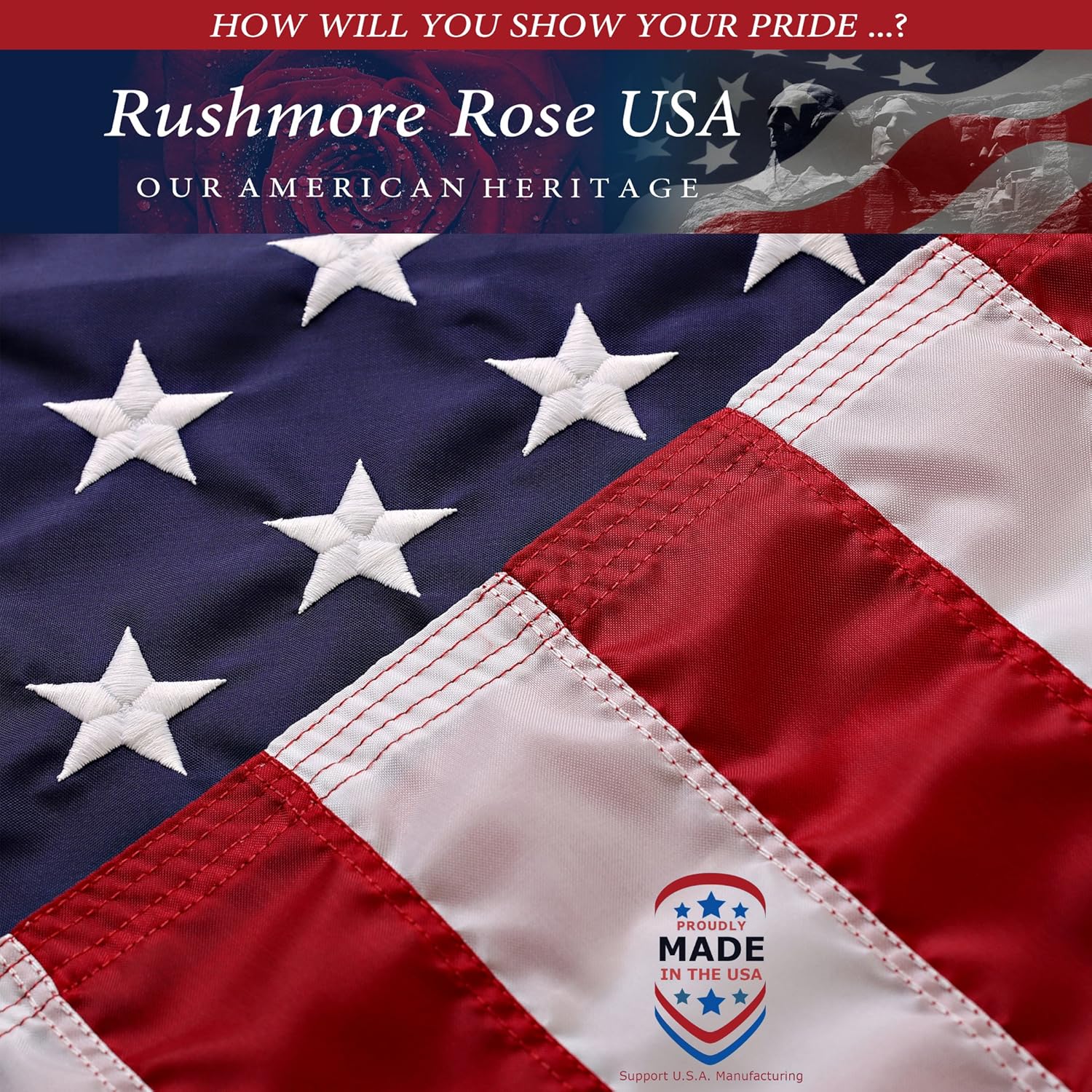 Large American Flag 6x10 (Rushmore Rose USA)