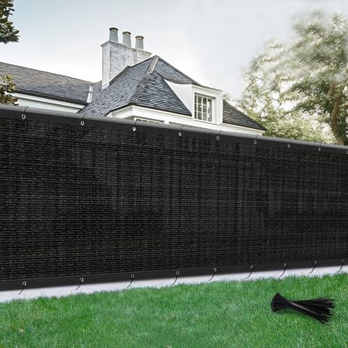 SUNLAX Privacy Fence Screen 4' x 92' Heavy Duty Mesh Fence Net Cover with Grommets for Patio Porch Pool Backyard Outdoor Chain Link Fence, Black (Customized)