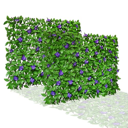 Expandable Fence Privacy Screen for Balcony Patio Outdoor,Decorative Faux Ivy Fencing Panel,Artificial Hedges (Single Sided Leaves)...