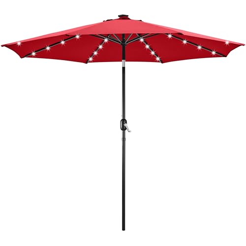Yaheetech 10FT Solar Powered Patio Umbrella (Red)