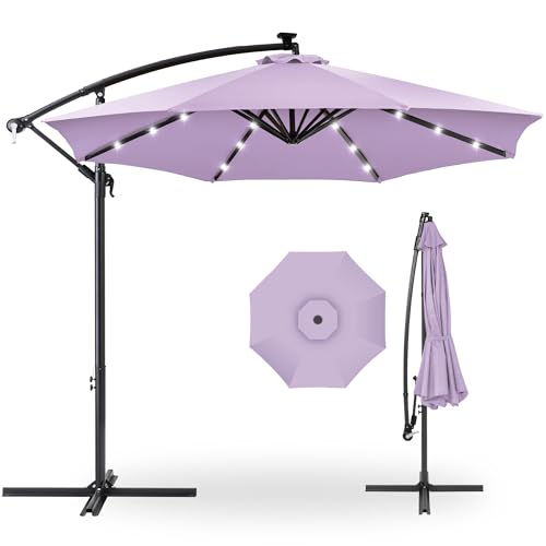 Best Choice Products 10ft Solar LED Offset Umbrella (Lavender)