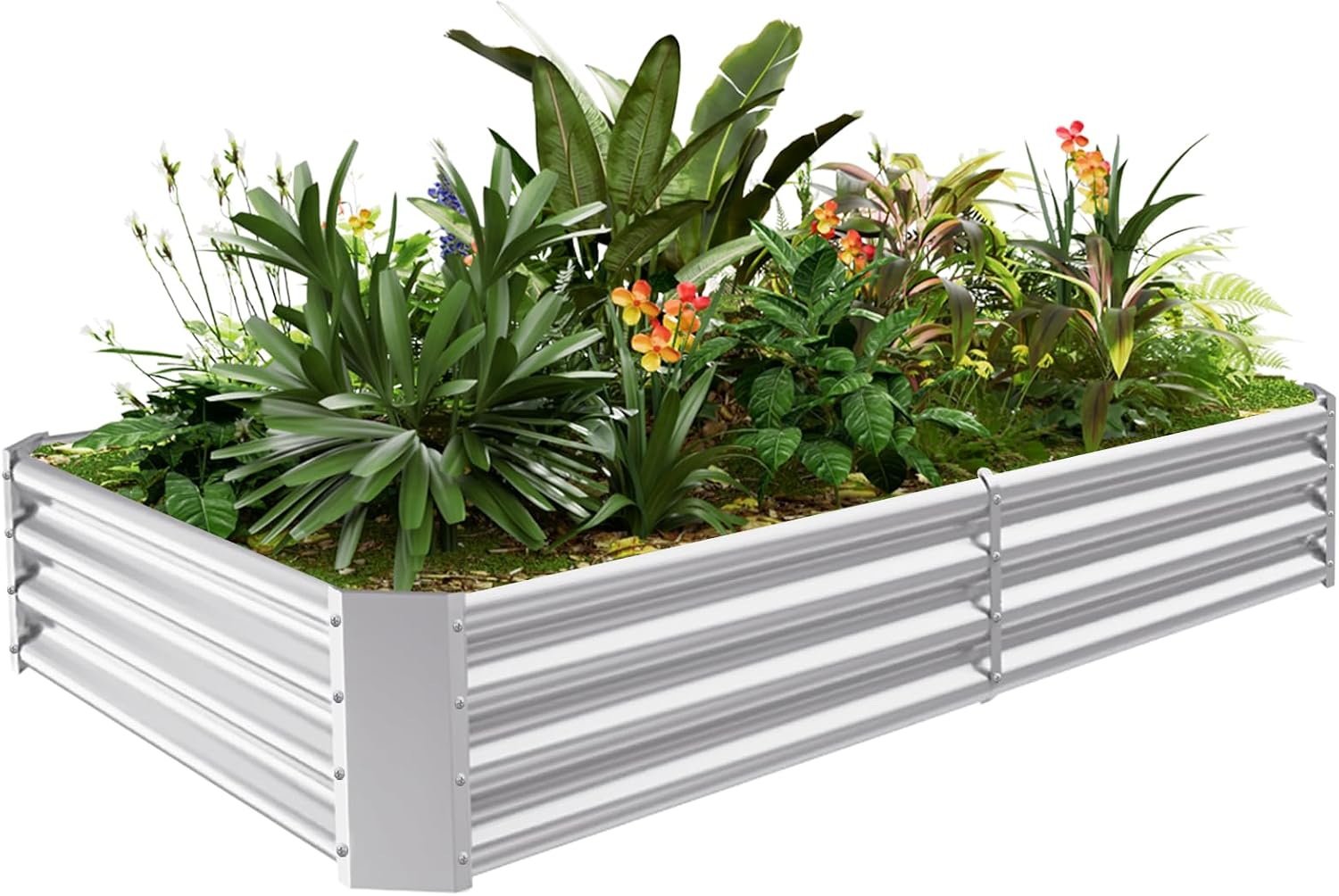 Land Guard 631ft Galvanized Metal Raised Garden Bed, Metal Planter Kit Box Outdoor for Deep-Rooted Vegetables, Flowers, Green and Herbs......