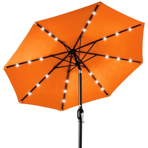 Best Choice Products 10ft Solar Polyester LED Lighted Patio Umbrella w/Tilt Adjustment and UV-Resistant Fabric - Orange