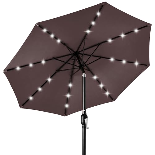Best Choice Products 10ft Solar LED Umbrella - Deep Taupe