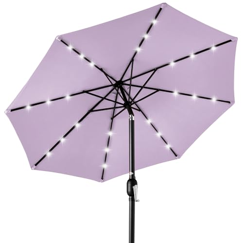 Best Choice Products 10ft Solar Polyester LED Lighted Patio Umbrella w/Tilt Adjustment and UV-Resistant Fabric - Lavender