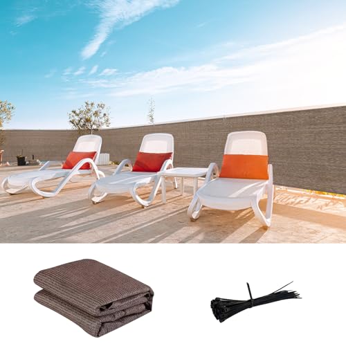 LOVE STORY Custom Size 3'x20' Brown Balcony Privacy Screen,UV Block Privacy Fence Screen,90% Shield for Outdoor Pool Garden Apartment Railing