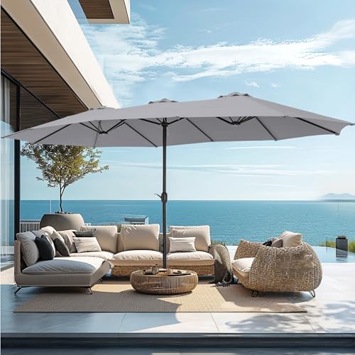 PHI VILLA 15ft Patio Umbrella (Light Gray)