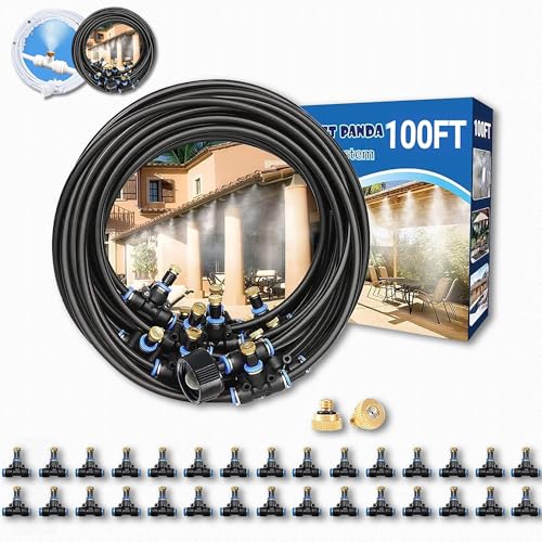 Misters for Outside Patio,Outdoor Water Misting Cooling System,100FT|30M.Backyard Mist Kit for Garden,Greenhouse,Fan,Deck,Umbrella,Canopy,Pool,Porch.Trampoline Sprinkler Park,BBQ Party Accessories...
