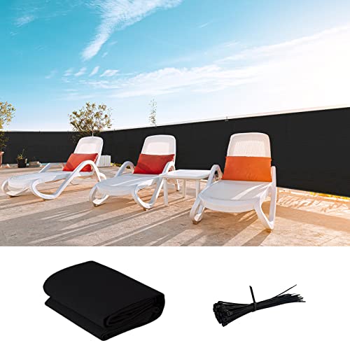 LOVE STORY Custom Size 2'6''x14' Black Balcony Privacy Screen,UV Block Privacy Fence Screen,90% Shield for Outdoor Pool Garden Apartment Railing