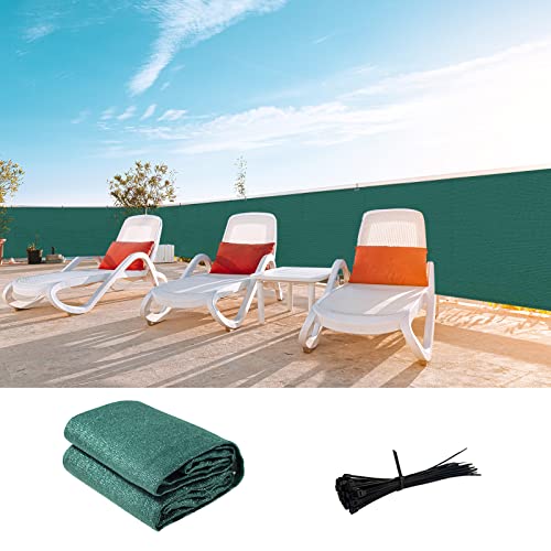 LOVE STORY Custom Size 3'x21' Dark Green Balcony Privacy Screen,UV Block Privacy Fence Screen,90% Shield for Outdoor Pool Garden Apartment Railing