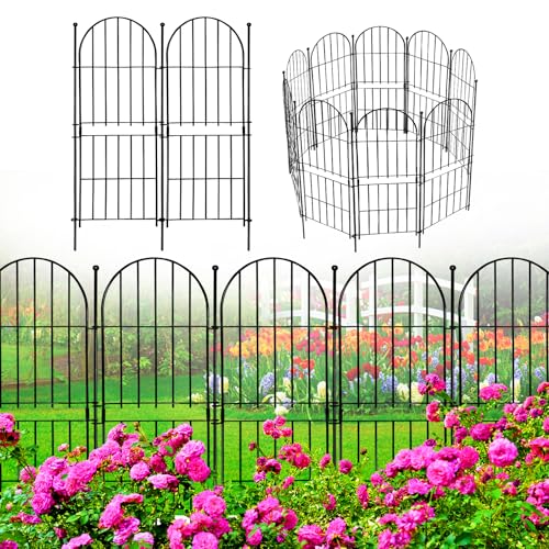 Decorative Garden Fence 31in (H) x10ft (L), 10 Pack No Dig Fence Animal Barrier for Dog, Arched Flower Bed Edging, Wire Border Panel Fencing for Yard Patio Outdoor Decor