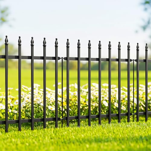 Metal Decorative Garden Fence 24" Wide x 24" High (5 Panels, Total Length 10 feet), Metal Border Folding Fence, Landscape Fencing Dog Fence Pet Fence for Flower Bed, Yard, Animal Barrier