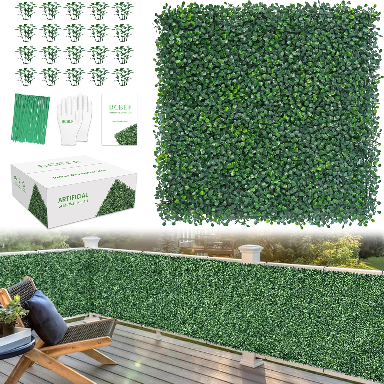 20x20Inch 9Pcs Grass Wall Panels