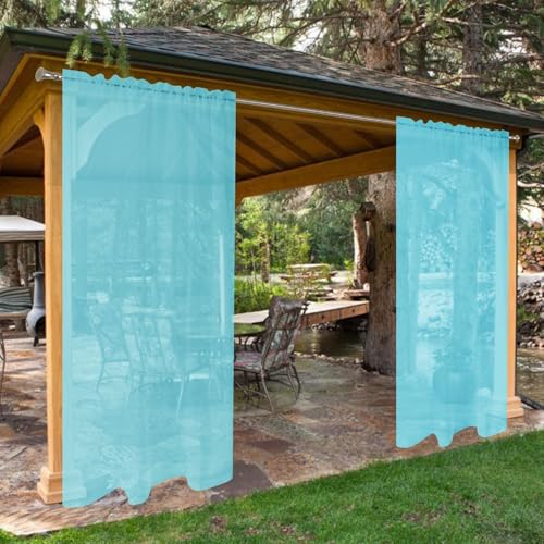 SpaceDresser Waterproof Outdoor Sheer Curtains, Aqua