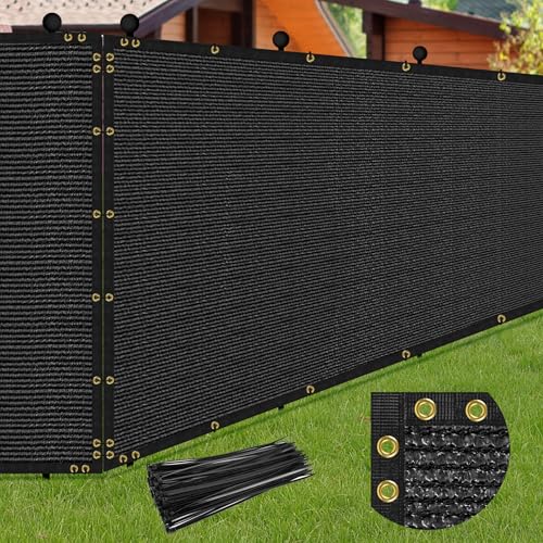 4 x 50FT Privacy Screen Fence Black Heavy Duty Mesh Fencing Shade Net Cover with Reinforced Bindings 100 Straps for Outdoor Chain Link Fence Patio Wall Garden Backyard, Black