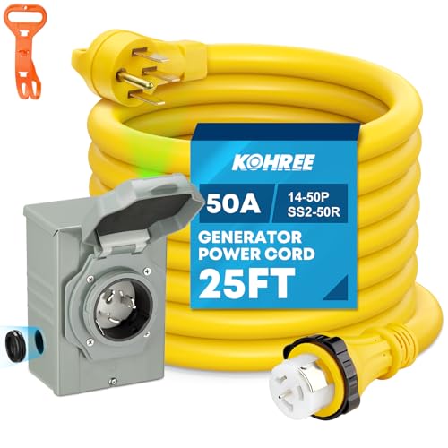 Kohree 50 Amp Generator Cord Kit (Heavy-duty, weatherproof)