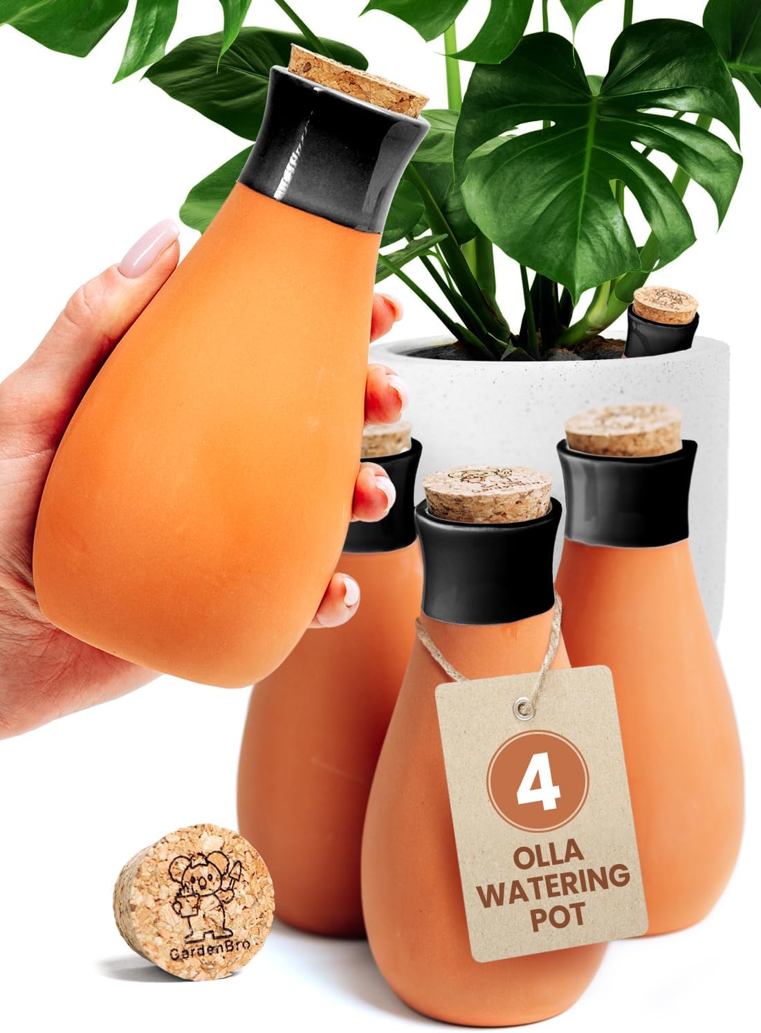 GARDENBRO 4 Pcs Ollas Terracotta Watering Pots