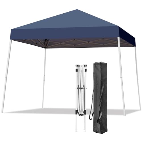Canopy Tent, 10X10 FT Pop Up Canopy Outdoor Instant Tent Slant Legs with Carrying Bag, Portable Gazebo Shelter for Patio Deck Garden and Beach - 8X8 FT Canopy Cover (Dark Blue)
