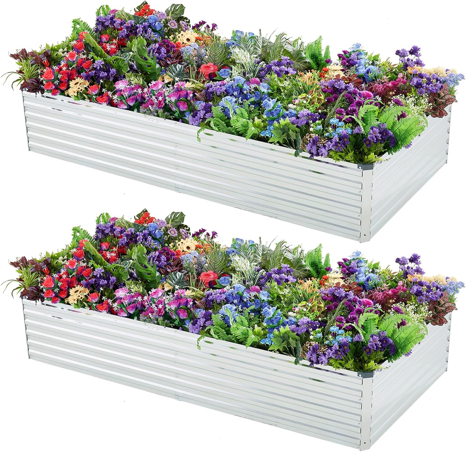 Meberam 2 Pack 6x3x1FT Galvanized Raised Garden Beds
